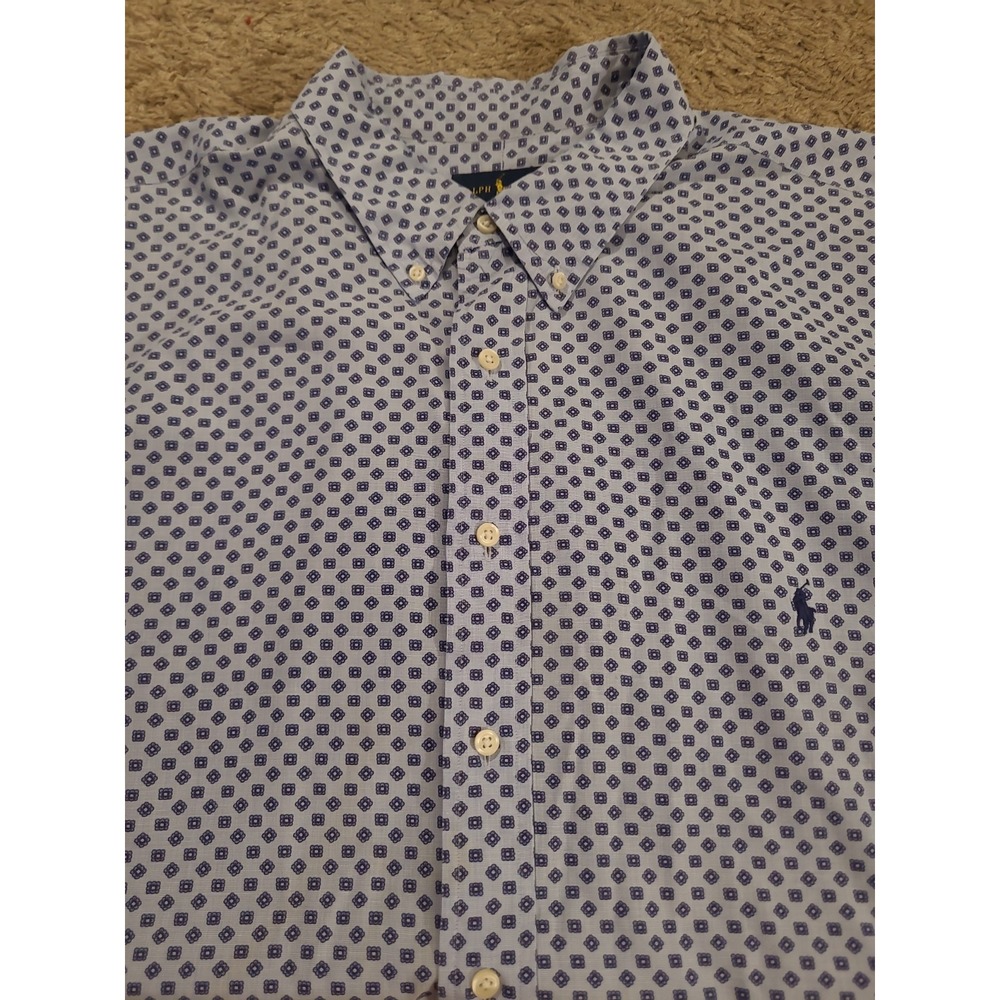 Ralph Lauren Dress Shirt Mens 3XB Blue Geometric Button Down